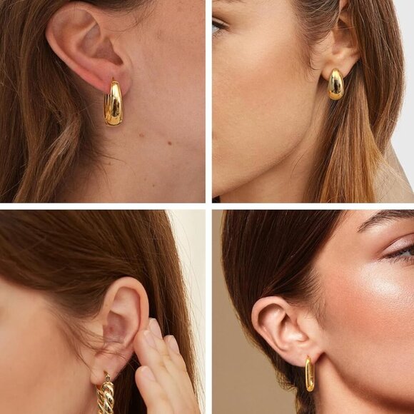 Gold Jewelry Set Women 14K Gold Plated Dainty Elegant Mix Pack Accessories - Picture 4 of 9